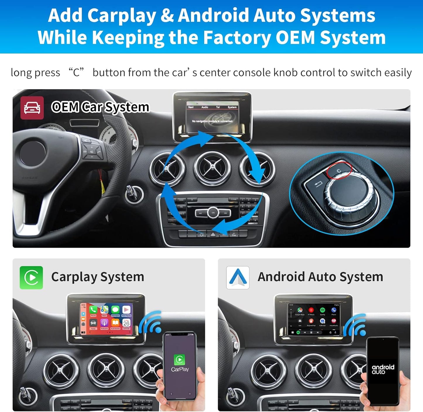 Draadloze CarPlay Android Auto Interface – Multimedia Interface – Infotainment Module – Decoder Box – Auto Multimedia Adapter – Voor NTG4.5/NTG4.7 2012-2015 – Draadloos Verbinden – MirrorLink, Navigatie En Camera Ondersteuning