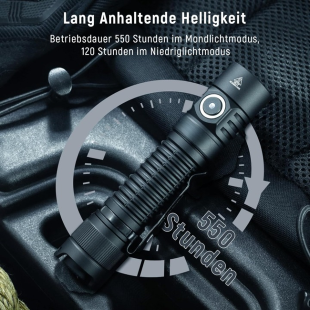Zaklamp - Tactische Zaklamp - LED-buitenlamp - Krachtige - Oplaadbare - Draagbare - met Extreem Heldere - Batterij - voor Zoeken - Wandelen - Noodsituatie - USB - C - 2000Lm - 269m Lichtpad - 10V - ‎IP68 - Zwart