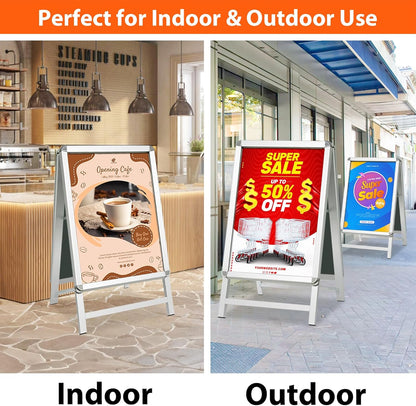 Stoepbord Zilver – A-Bord – Reclamebord – Displaybord – Posterbord – A1 Dubbelzijdig – Aluminium Snap Frame