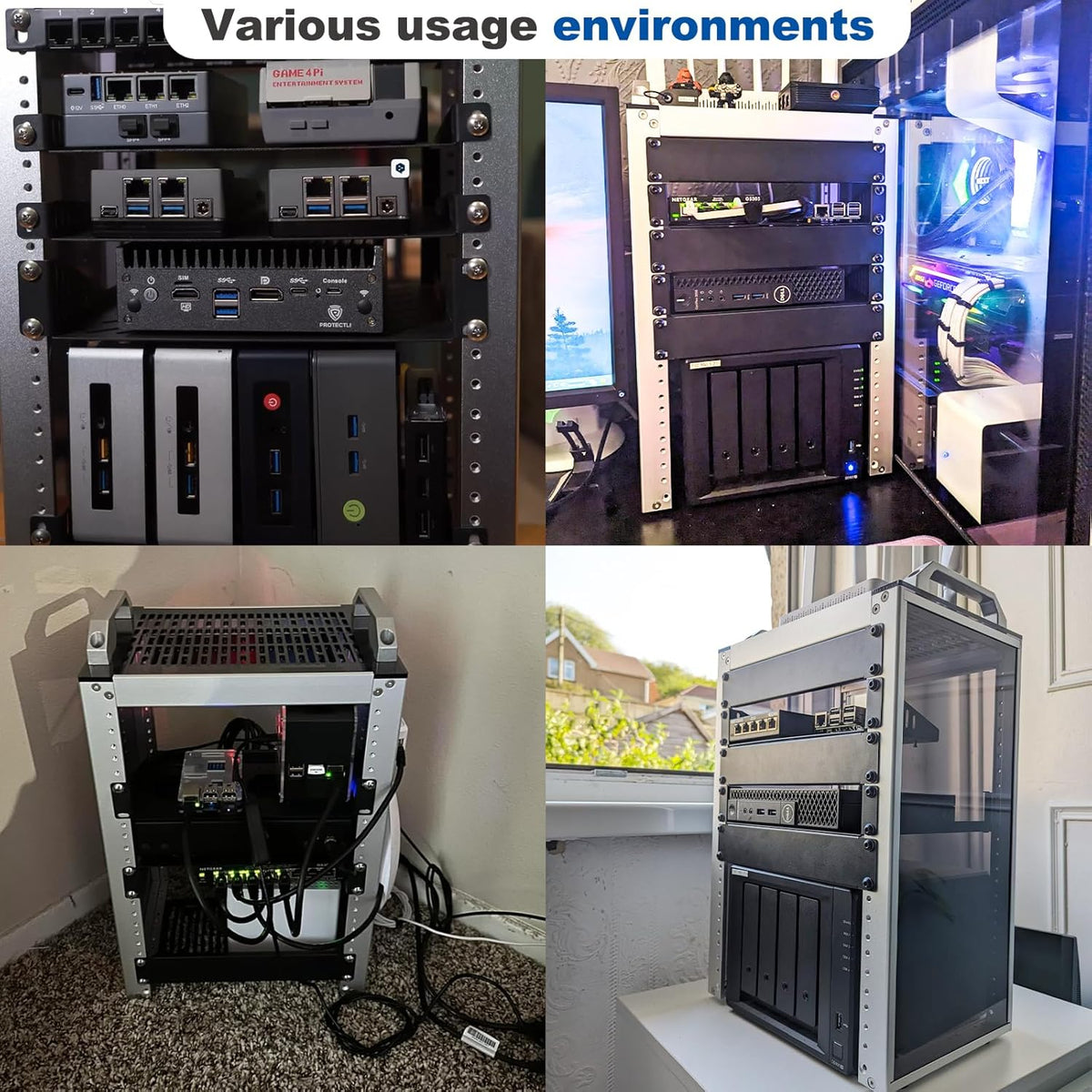 10 Inch Serverkast Zilver – Rackkast – Netwerkkast – Rekkast – Serverrack – 8U Compact Formaat – Open Constructie Met Transparante Acryl Zijkanten