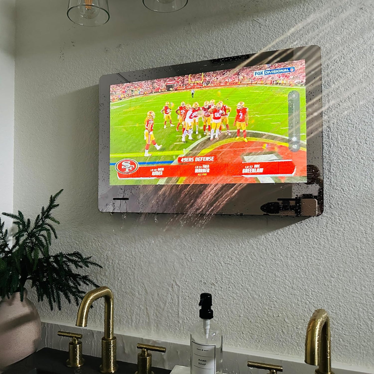 SYLVOX Smart Mirror Badkamertelevisie, badkamerspiegel, tv, 32 inch FHD, IP66 waterdicht, 12 V, Google TV 1080P, 60Hz, mobiele telefoon op tv, wifi en bluetooth, smart tv voor hotel, gym, sauna