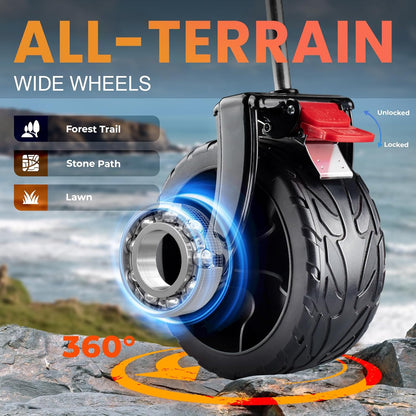 Overmont 400 l opvouwbare wagen met twee verdiepingen – opvouwbare wagen met grote capaciteit – verlenging van 132 cm, grote offroad-wielen voor kamperen, voetbalwedstrijden, sportevenementen