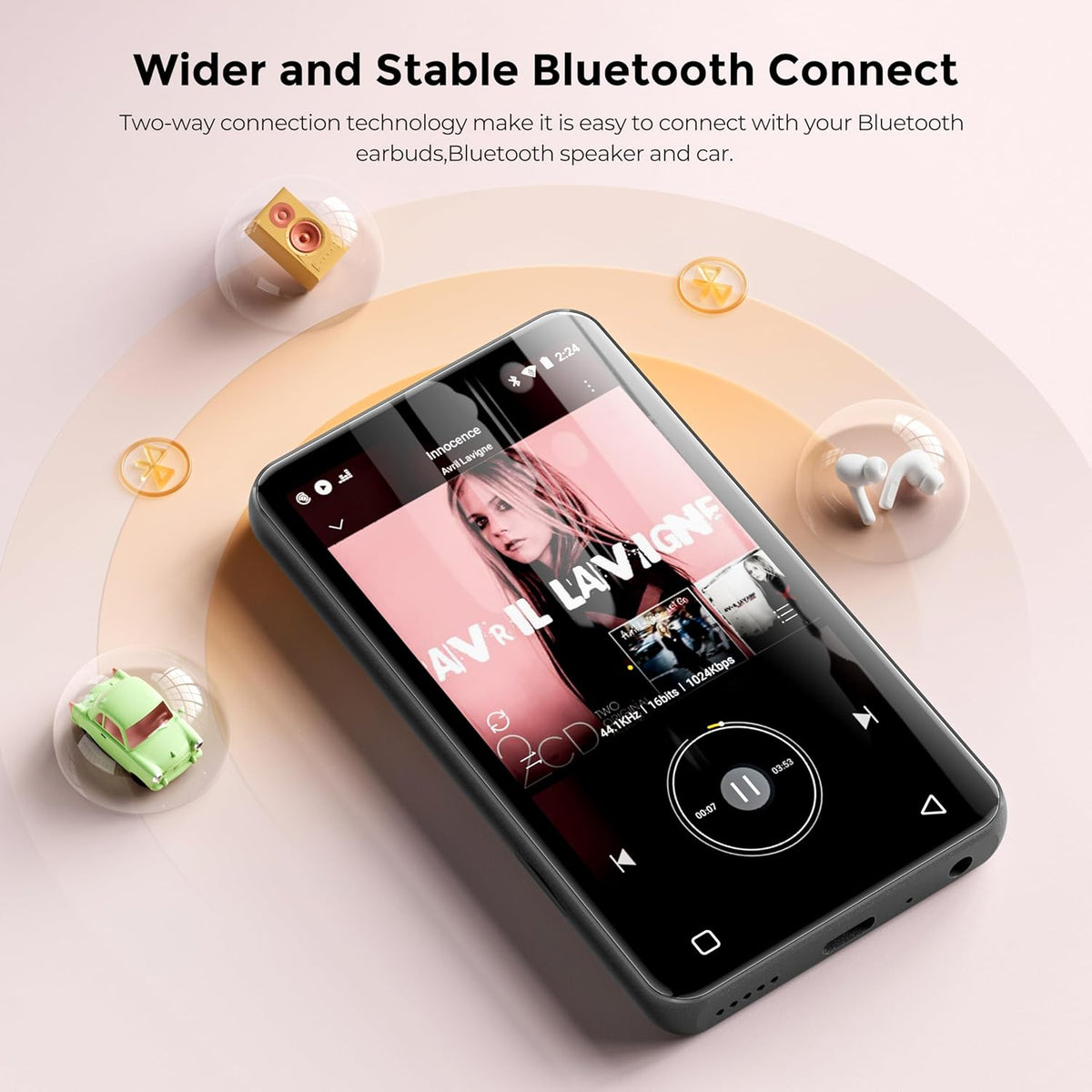 MP3 Speler – Muziekspeler – MP4 Speler – Draagbare Muziekspeler – Audio Speler – 160GB Opslag – Bluetooth & Touchscreen – Grijs