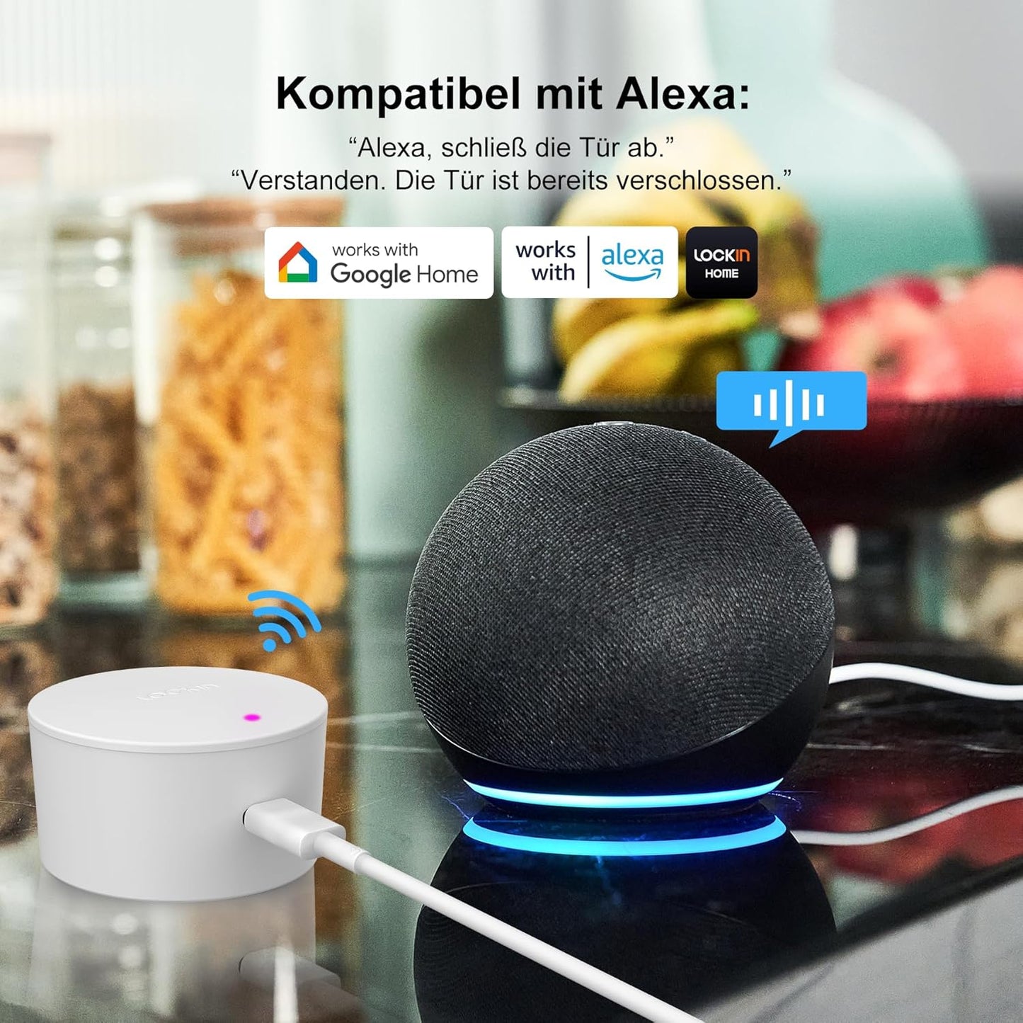 Lockin Smartes Türschloss G30 mit Keypad Pro, WLAN & App-Steuerung, Auto-Lock, Alexa- & Google-kompatibel, keyless Entry elektronisches türschloss, Fingerprint, Zutrittscode, Grau
