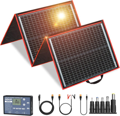 DOKIO Zonnepanelen 150W 12V Opvouwbaar Monokristallijne met 10A controller voor caravan camper camping auto boot batterij opladen