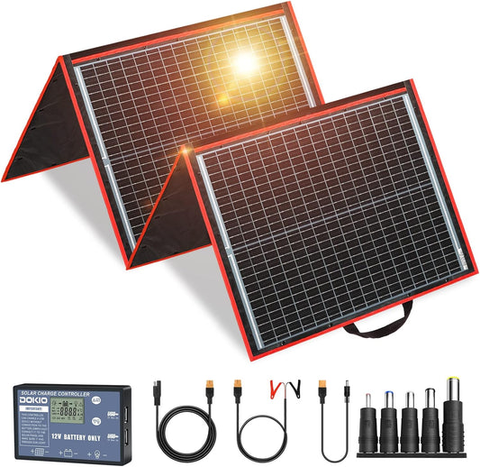DOKIO Zonnepanelen 150W 12V Opvouwbaar Monokristallijne met 10A controller voor caravan camper camping auto boot batterij opladen