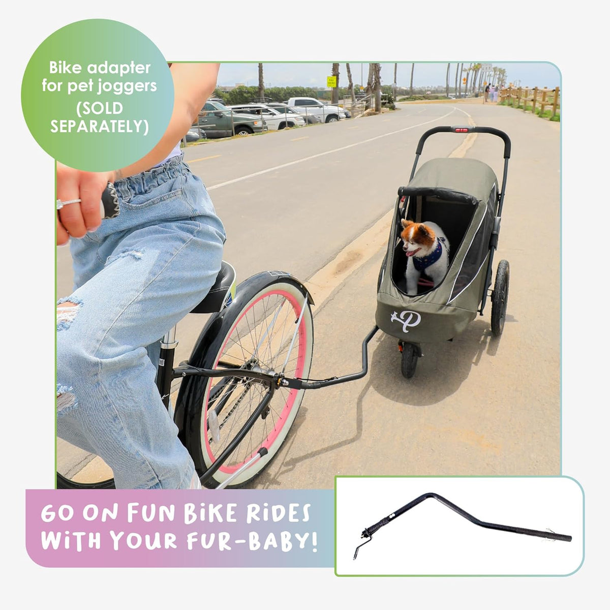 Breeze Black | Luxe hondenfietskar | groot formaat jogger | eenhandig opvouwbaar | luchtbanden | INCL regenhoes | bandenpomp | fietsadapter