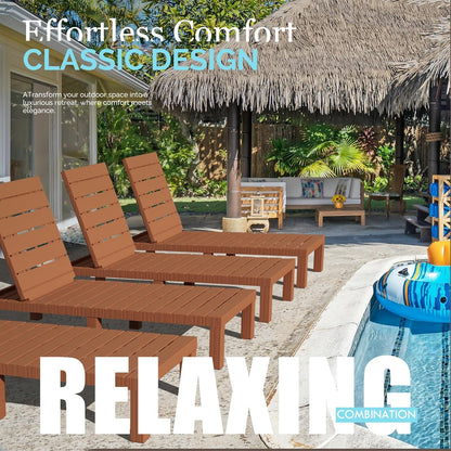 RAPTAVIS Outdoor Lounge Stoel, Pool Chaise Lounge Waterdichte Ligstoelen, Caramel
