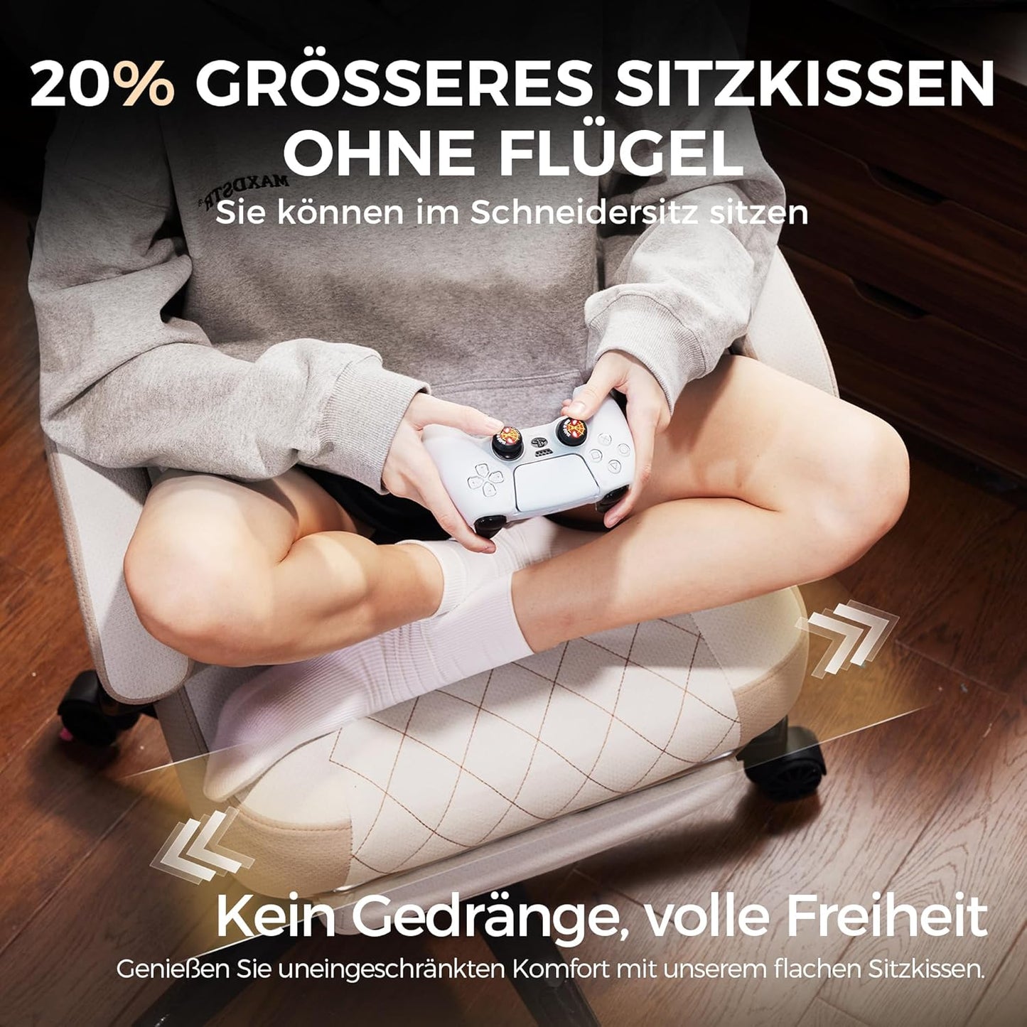 Gamingstoel – Bureaustoel – Office Chair – Gamerstoel – Ergonomische Stoel – Pocketveer Zitting – Verstelbare Rugleuning en Voetensteun – Beige