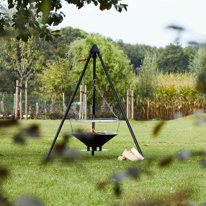 Barbecook driepoot hout BBQ Junko draagbare barbecue met draagtas inbegrepen, 60x60x166cm