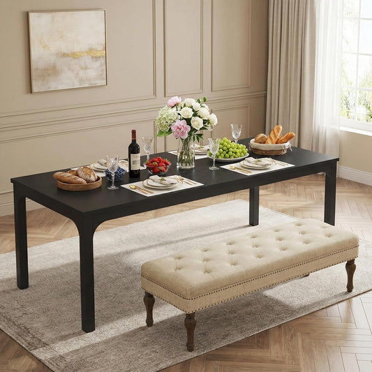 Eettafel – Tafel – Houten Tafel – Eetkamertafel – Grote Tafel – 200 x 70 x 75 cm – Stevig Zwart Houten Blad - QUORE