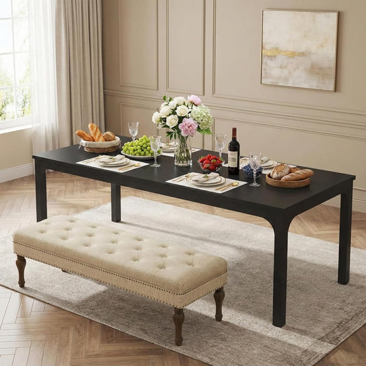 Lailang 200cm Eettafel, Kitchen Dining Table, Eetkamertafel, Houten Eettafel, Dining Table For 8, Large Long Rectangle, 200 x 70 x 75 cm, Zwart