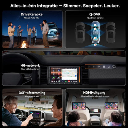 ATOTOEXCEL V10 7" QLED Android Autoradio 2 DIN, Karaoke in de Auto, Ingebouwde 4G LTE, Wi‑Fi, axpt HD Bluetooth, Draadloze CarPlay & Draadloze Android Auto