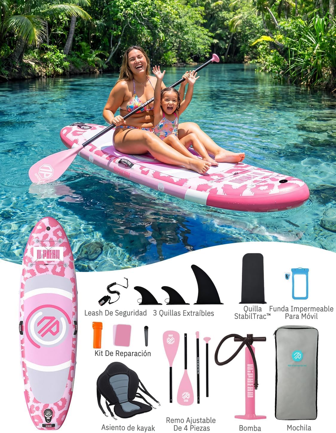Niphean SUP Board met Stabiele Vin en Duurzame, Stand up Paddle Board Accessoires, 305cm Paddle Board voor Volwassenen & Jeugd, Ideaal voor Beginners, Veelzijdige Yoga