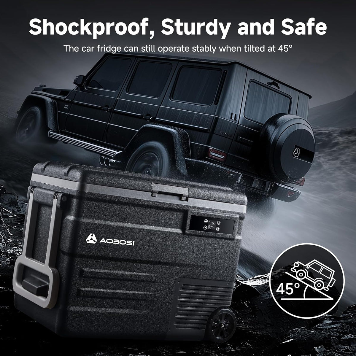 AAOBOSI Compressor-koelbox, 55 liter, koelbox auto met wifi-app-bediening, 12/24 V en 100-240 V, elektrische koelbox tot -20 °C, voor auto, vrachtwagen, boot, camper, camping, kan met accu worden