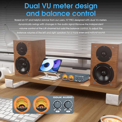 Douk Audio H7PRO TPA3255 Digitale hifi-versterker met VU-meter, 300 W, home stereo versterker