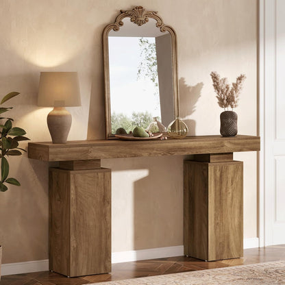 Tribesigns 160cm Long Console Table, Farmhouse Entrance Table Rear Sofa, Wooden Foyer Standard Entry Station, Modern Hallway Accent Furniture for Living Room Decor, Entrance, Natural Wood Finish