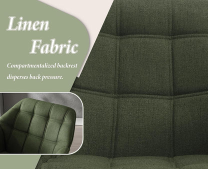 chairus Set of 2 Upholstered Tub Chairs Linen Single Sofa Accent Chair for Living Room Modern Recliner Cocktail Chair with Wooden Legs (Green-2)