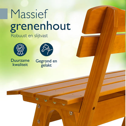 Beautissu Houten Tuinbank Weerbestendig 3 Personen 150 cm breed – Massief Hout Gelakt – Duurzaam Robuust Tuinbank Hout voor Balkon Terras Serre of Tuin – RD