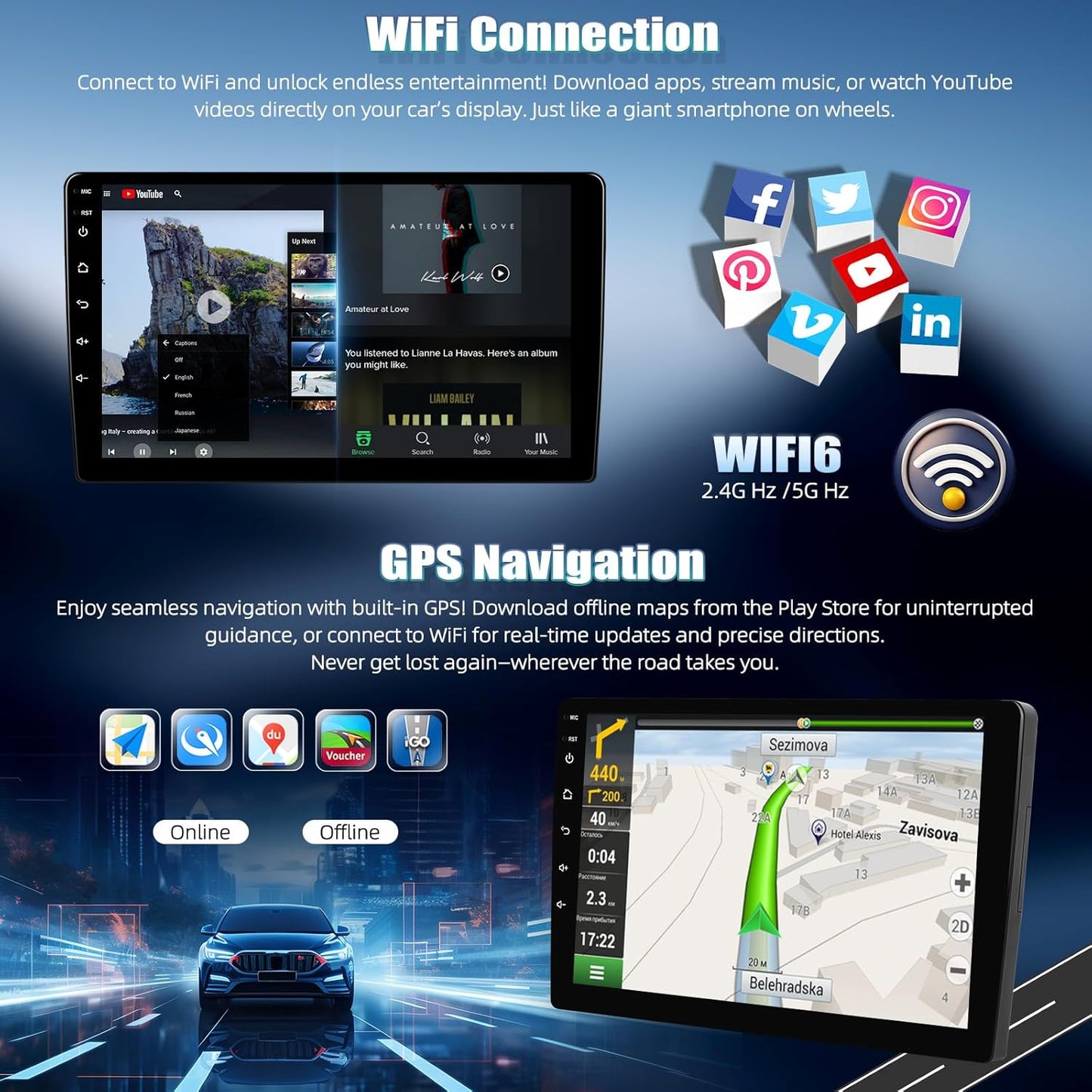 Android Autoradio – Multimedia Systeem – Navigatiesysteem – Inbouwradio – Smart Radio – 9 Inch HD Touchscreen – Draadloze CarPlay & Android Auto