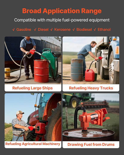 VEVOR Brandstoftransferpomp, 230 V AC, elektrische dieseltransferpomp, 57 l/min, maximale zuighoogte 2,4 m, maximale opvoerhoogte 11,28 m, voor benzine, kerosine, biodiesel, ethanol