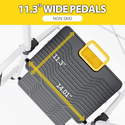 KINGRACK Ladder 5-staps met 150kg Capaciteit, Opvouwbaar Trapladder Vouwladder met Veilige Vergrendeling Gereedschapsbak Brede Antislip Pedalen Leuningen, Huishoudladder voor Thuis Kantoor Kasten, Wit
