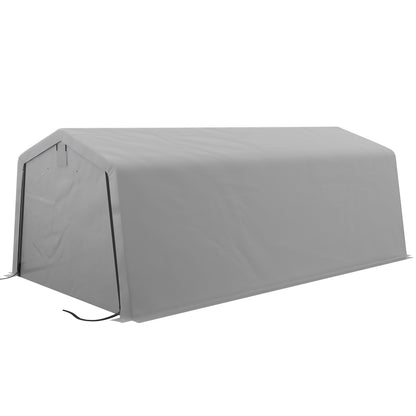 Carport – Garage – Overkapping – Schuur – Afdak – Lichtgrijs – Stevig Gegalvaniseerd Staal – Waterdicht UV-Bestendig Zeildoek 6,2 x 3,3 x 2,4 m