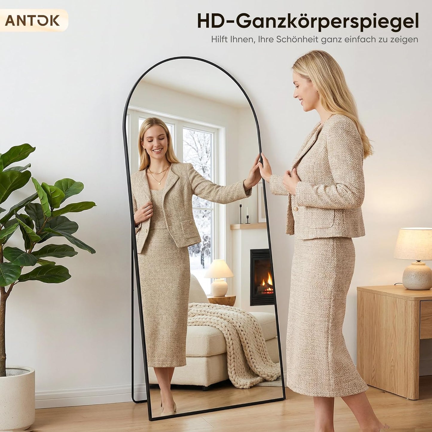 Staande Spiegel – Passpiegel – Vloerspiegel – Wandspiegel – Full Body Spiegel – 175x66 cm – Aluminium Frame – Onbreekbaar Glas