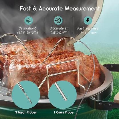 INKBIRD Wi-Fi Bluetooth BBQ Temperatuurregelaar,Smoker Thermometer met 4 sondes,Compatibel met Big Green Egg,Kamado Joe, Primo,Vision Grill, Akorn Kamado