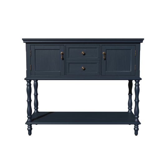 Narrow Console Table – Haltafel – Sofa tafel – Opbergkast – Vintage Sidetable – Blauw – Diepe Laden – Stevige Houtlook Afwerking