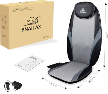Snailax Shiatsu massagestoelkussen, massagekussen voor nek en schouder, rugmassageapparaat met warmte- en vibratiefunctie, massagestoel, cadeaus voor mannen en vrouwen