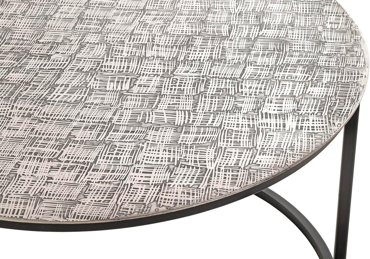 HAKU Bijzettafel zwart, zilver, metaal - Maat: H 37 cm x Ø 59 cm, Stijl: Modern
