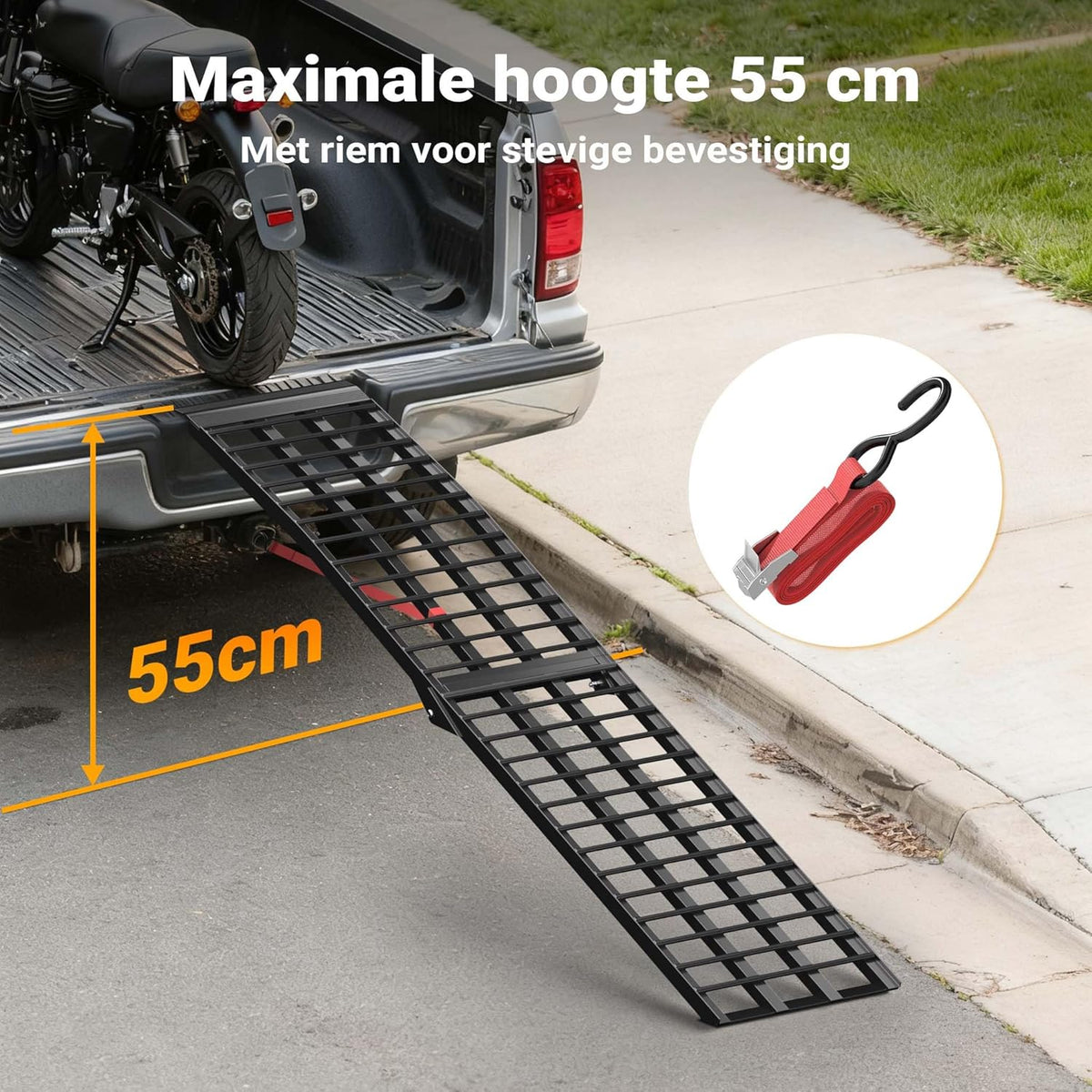 Oprijplaat aluminium opvouwbaar – 274cm 680kg – motoroprijplaat oprijsteun oprijplank