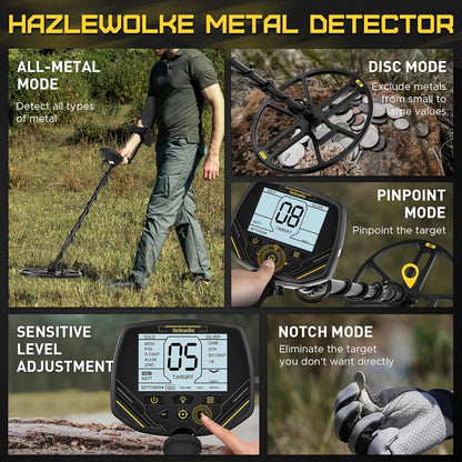Metaaldetector Voor Volwassenen – Metaalzoeker – Schatzoeker – Detector – Bodemscanner – 14 Inch Waterdichte Dubbel-D Zoekspoel – Pinpoint-Functie En Achtergrondverlichting LCD-Scherm
