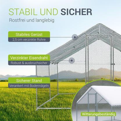 Vrijloopren – Buitenren – Dierenren – Kippenhok – Konijnenren – 3x4x2 Meter – Verzinkt Stalen Frame – Waterdicht PE Zeil