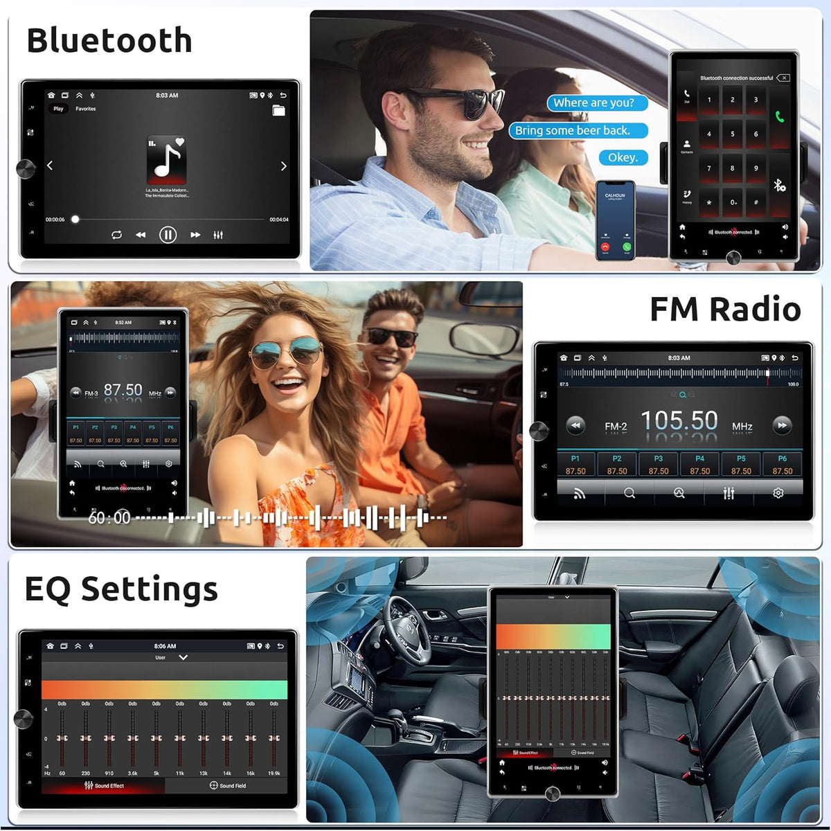 Android autoradio 1 Din – Multimedia speler – Autostereo – Navigatiesysteem – Android headunit – 10,4 inch draaibaar touchscreen – Draadloze CarPlay en Android Auto