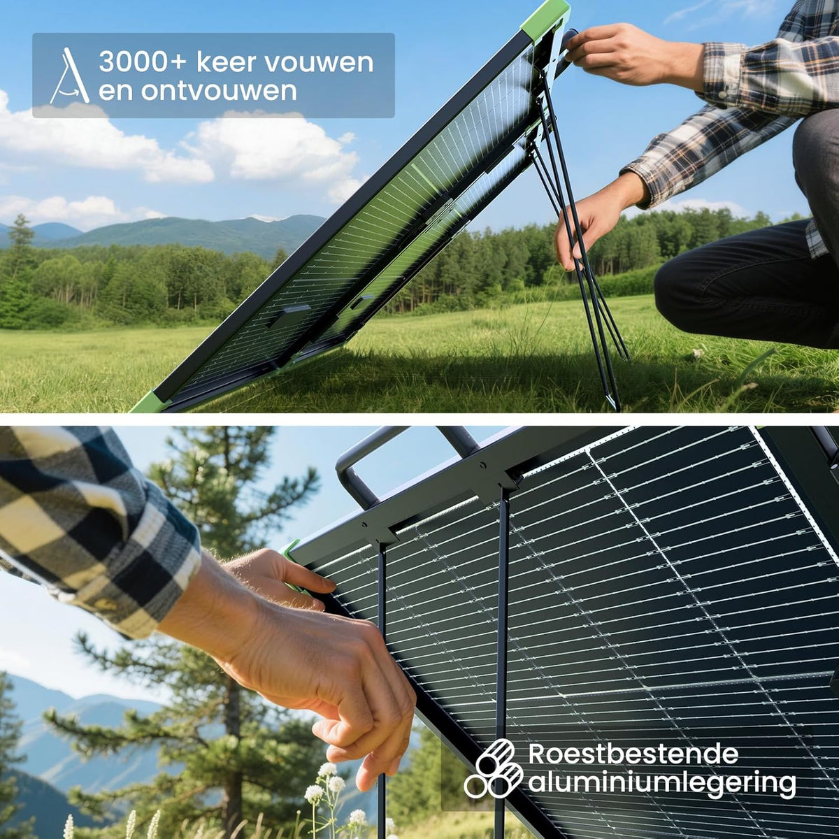 Draagbaar zonnepaneel, opvouwbaar, bifacial, 100 W, N-Type 16BB 21,8 V, monokristallijne zonnepanelen, voor energiecentrale, buiten, tuin, balkon, camping, caravan (100 W)