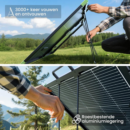 Draagbaar zonnepaneel, opvouwbaar, bifacial, 100 W, N-Type 16BB 21,8 V, monokristallijne zonnepanelen, voor energiecentrale, buiten, tuin, balkon, camping, caravan (100 W)