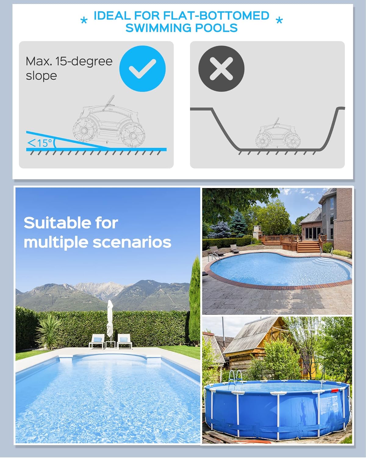 <font dir="auto" style="vertical-align: inherit;"><font dir="auto" style="vertical-align: inherit;">        WYBOT Pool robot with battery for 130 minutes of operation, powerful pool cleaner with dual drive motors, fast water drainage, pool vacuum for abov