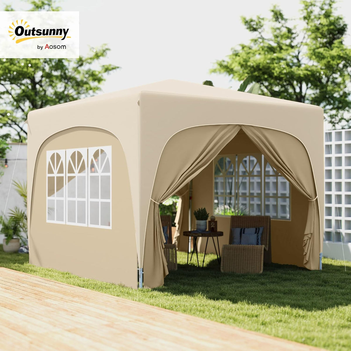 Paviljoen – Tuinpaviljoen – Partytent – Gazebo – Overkapping – 3x3 meter – UPF 50+ UV-Bescherming – Waterafstotend en Opvouwbaar