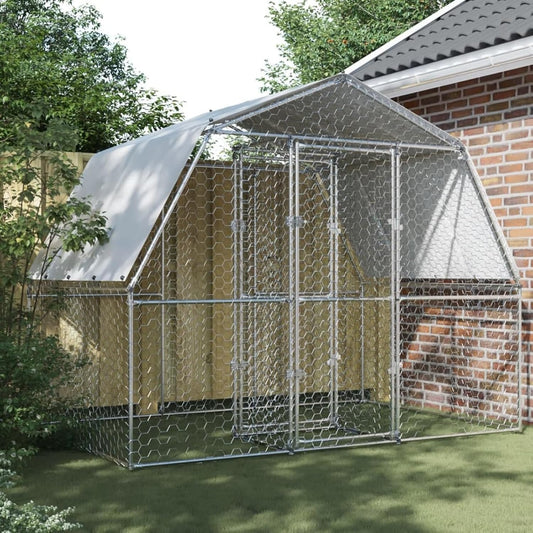 Gecheer Chicken Coop with Roof and Door, Galvanized Steel, Chicken Coop for Chicken House, Small Animals, Poultry Cage, Animal Transport Box