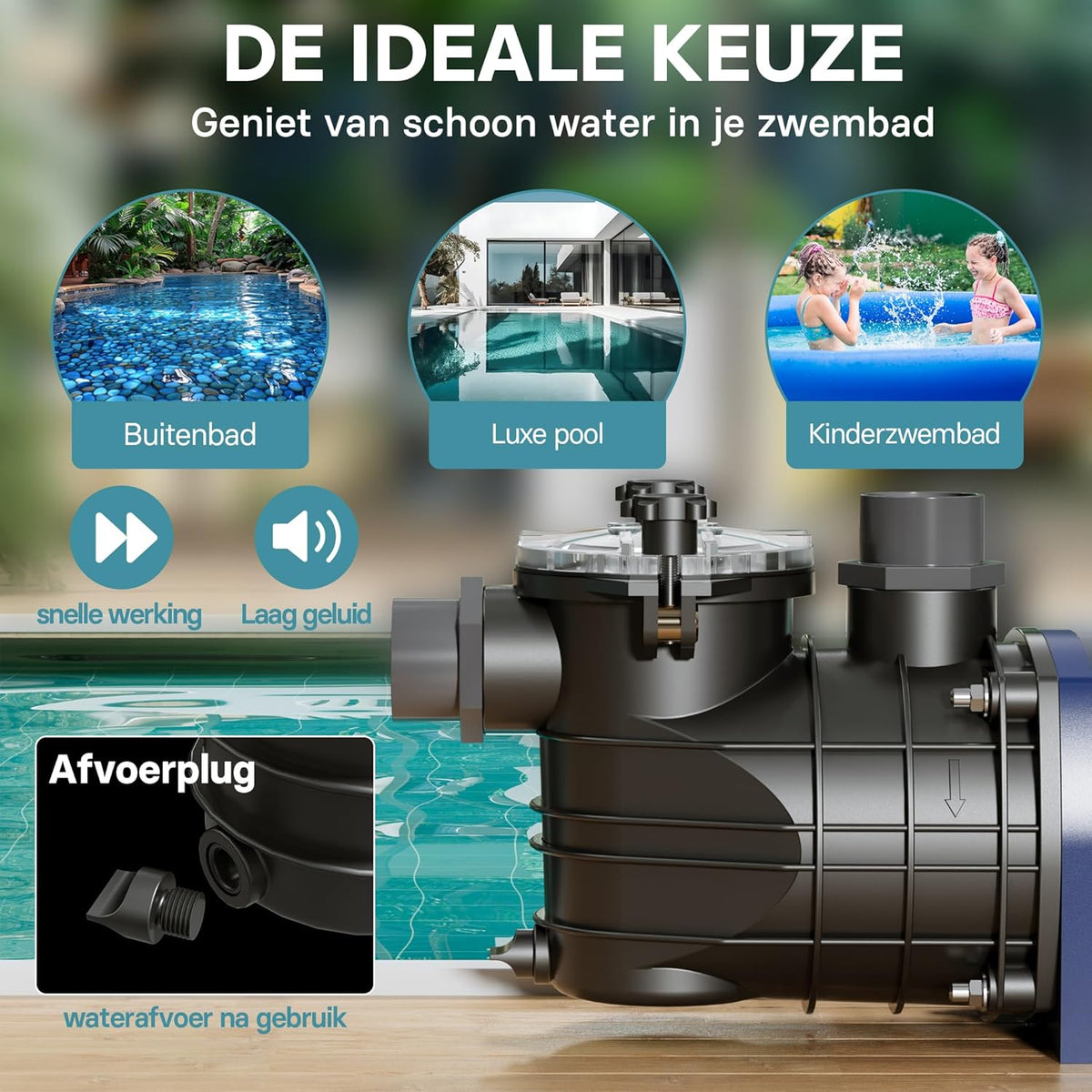 Poolpomp 15000 l/h 750 W zwembadpomp filterpomp circulatiepomp pool
