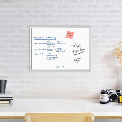 U Brands Melamine niet-magnetisch droogwisbord, 24 x 45 cm, zilveren aluminium frame