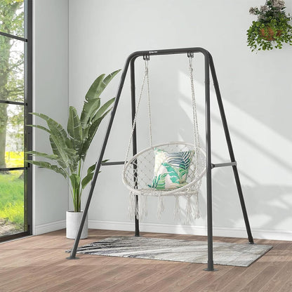 Hangmatstandaard, hangstoel standaard max load 300 lbs, schommelstandaard, outdoor of indoor hangmat met standaard (zwart)