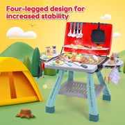BBQ Speelgoed - Kinderbarbecue - Keuken Speelgoed - Realistische BBQ Grill - met Rook - Keukenaccessoires - Barbecue - voor Kinderen - 44 x 33.5 x 18.5 cm - Rood/Grijs