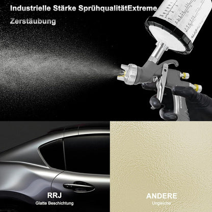 D1 LVLP Spuitpistool – Verfspuit – Lakspuit – Pneumatisch Spuitpistool – Spray Gun Set – 3 Verwisselbare Nozzles 1.3/1.5/1.7 mm – 650 ml Mengbeker Met 10 Wegwerpbekers