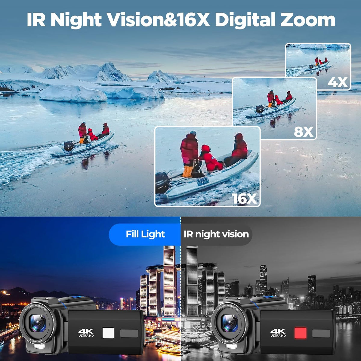 Videocamera Camcorder – 4K Videocamera – Vlogging Camera – YouTube Camera – Webcam Video Camera – 16x Digitale Zoom – 3 Inch 270° Draaibaar Touchscreen