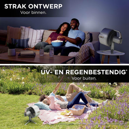Shark FlexBreeze Pro Mist Snoerloze Binnen- & Buitenventilator, Verstuivingssysteem, Draagbare Tank, 20 m Reikwijdte, Voet- & Tafelmodel, 5 Snelheden, Stil, Afstandsbediening, Duifgrijs FA300WHEU