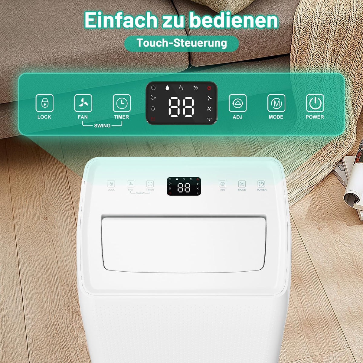 Luchtontvochtiger, 26 l/dag, kamerontvochtiger met 3 bedrijfsmodi, digitaal display, afvoerslang en afneembare watertank, ontdooifunctie, 24-uurs timer, stille ontvochtiger, elektrisch voor