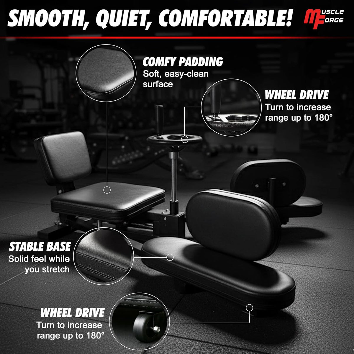 Beenstretcher - heavy-duty splitmachine tot 180 graden flexibiliteit - verstelbare 3-bar beenspreider voor ballet, yoga en vechtsporten - compacte home-gym split-trainer, 150 kg